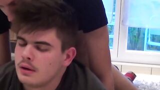 Horny twink receiving a facial after an intense fuck