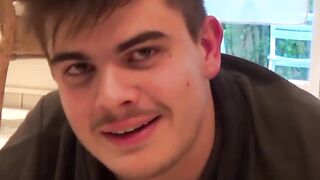 Horny twink receiving a facial after an intense fuck