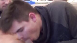 Horny twink receiving a facial after an intense fuck