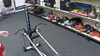 Athlete fucked by pawnbrokers on a workout machine
