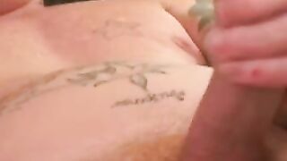 Tattooed amateur jerks off his rock hard cock before cumshot
