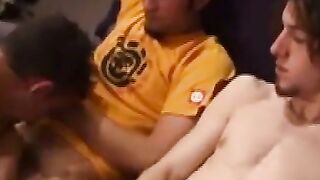 Adam and his two friends getting down to cock sucking action