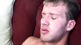Sexy and cute Jake Parker smoking a cigar and stroking dick