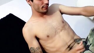 Hot straight dude Devin rewards himself with a jack off