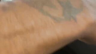 Gay black boss jerks off while his employee sucks his toes