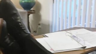 Gay black boss jerks off while his employee sucks his toes