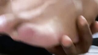 Gay black boss jerks off while his employee sucks his toes