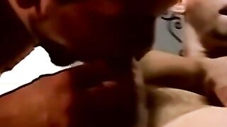 Kinky amateurs cock sucking in horny interracial foursome