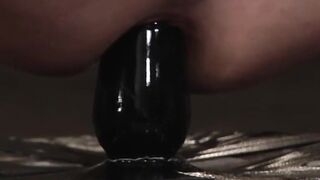 Young sub has a toy in his tight asshole while being tested