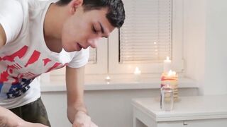 Drilling his tight butt gently after an exotic massage