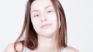 All natural brunette Angelina S teases with her naked body