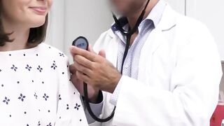 Naughty brunette Dharma Jones moans while the doctor penetrates her deeply