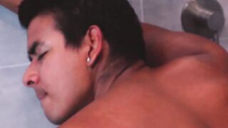 Sexy blond Armando De Armas bent over in a flip flop fuck with bearded Nick Milani