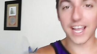 The voyeur got tormented by the giant twink for interrupting his workout