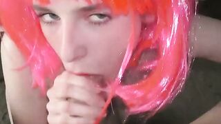 Rule Man fills the greedy mouth of Miss Pink with a juice of cum in POV session