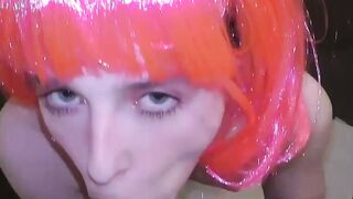 Rule Man fills the greedy mouth of Miss Pink with a juice of cum in POV session
