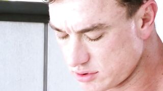 Smooth hot teen Isaac Parker deepthroats big throbbing cock
