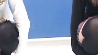 Two voluptuous Japanese girls peeing with their clothes on