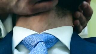 Bearded businessman Miguel Angel bareback barber banging