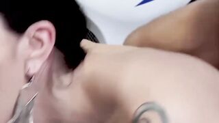 Horny tattooed babes get drilled by huge teen dicks