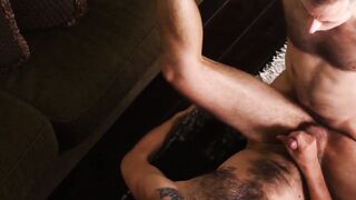 Macho dude plows a very feminine guy after oral session