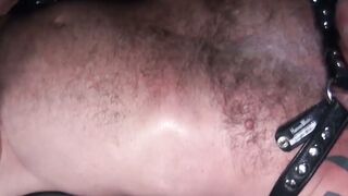 Tattooed mature hunk tied up and spanked before raw pounding