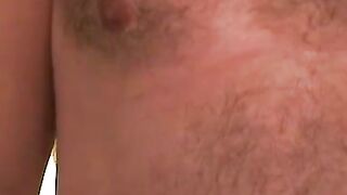 Tattooed senior jerking off his cock and cums in hot solo