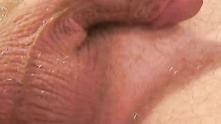 Tattooed senior jerking off his cock and cums in hot solo