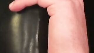 Tattooed senior jerking off his cock and cums in hot solo