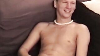 Handsome amateur strips naked to jerk off into big cumshot