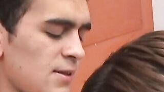 Raunchy amateur twinks ass fuck bareback in the bedroom