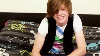 Euro twink uses a toy to help him release his massive load