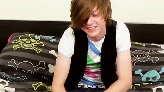 Euro twink uses a toy to help him release his massive load
