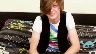 Euro twink uses a toy to help him release his massive load