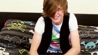 Euro twink uses a toy to help him release his massive load