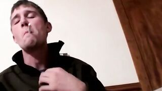 Chainsmoking while he works a load out of his horny cock