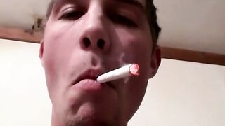 Chainsmoking while he works a load out of his horny cock