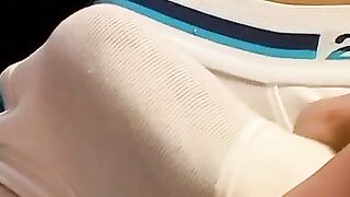 Young Joey Steels rubs his dick over his sexy undies