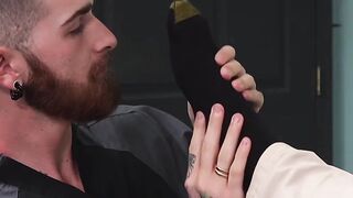 FEETGOING WILD! Doctors Big Dick Gets Licked by Bearded Patients SuckaTronic Feetimate Tool