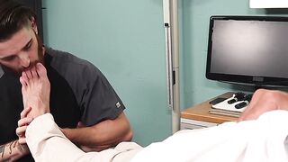 FEETGOING WILD! Doctors Big Dick Gets Licked by Bearded Patients SuckaTronic Feetimate Tool