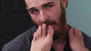 FEETGOING WILD! Doctors Big Dick Gets Licked by Bearded Patients SuckaTronic Feetimate Tool