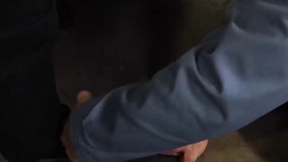 Bearded guard Rikk York receives foot licking from prisoner