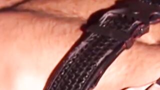 Hunk enjoying bondage with balls tied strongly and tightly