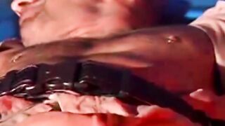 Hunk enjoying bondage with balls tied strongly and tightly