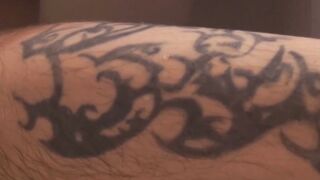 Thick cock stallion Cal jerking off while being toe licked