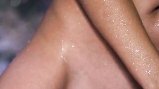Erotic nubile babe Niemira feels her big tits while teasing