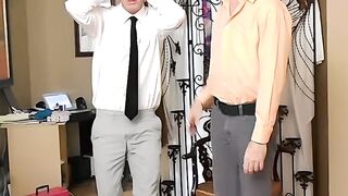 Jeff Drizzle wanks his cock while his stepdad Richard Lennox LICKS HIS EAR