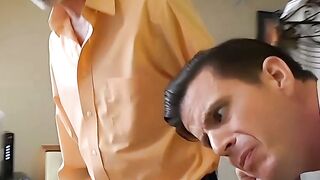 Jeff Drizzle wanks his cock while his stepdad Richard Lennox LICKS HIS EAR