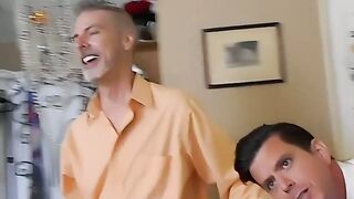 Jeff Drizzle wanks his cock while his stepdad Richard Lennox LICKS HIS EAR