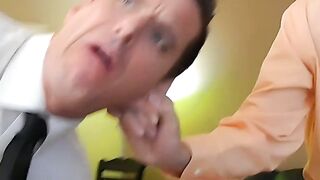 Jeff Drizzle wanks his cock while his stepdad Richard Lennox LICKS HIS EAR